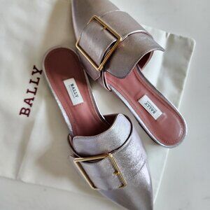 NWT Bally Hamelin Buckle Flat Mules in Champagne Gold ✨ (#135)